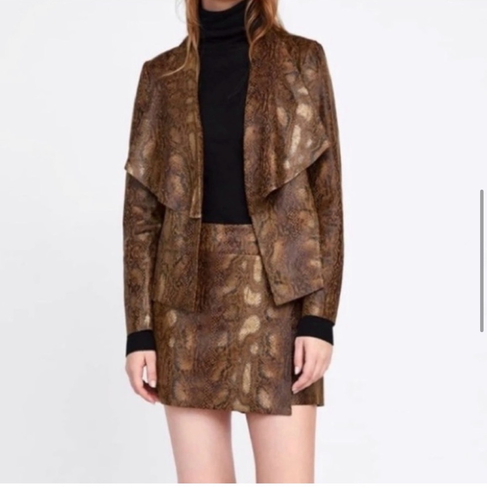 Zara Snakeskin Python Jacket Cardigan Blazer Faux… - image 4